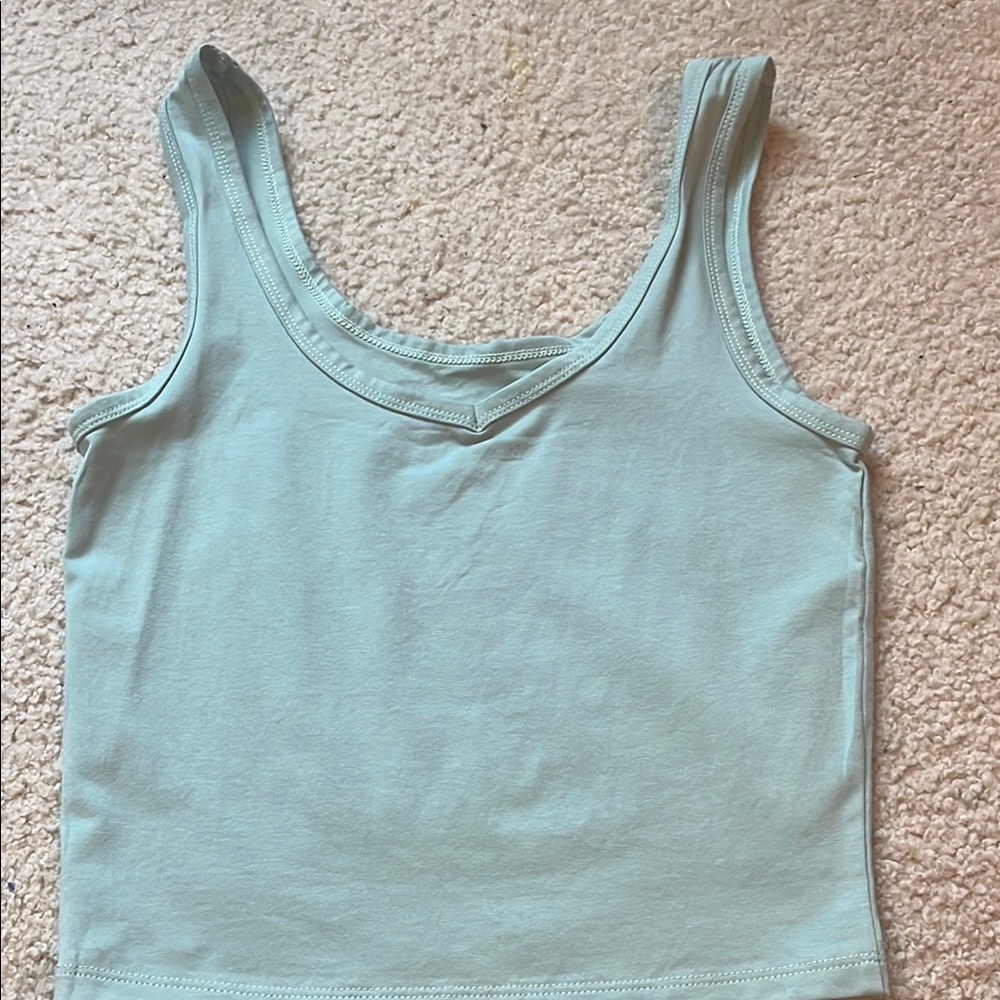 Blue Sleeveless Fitted Crop Tank